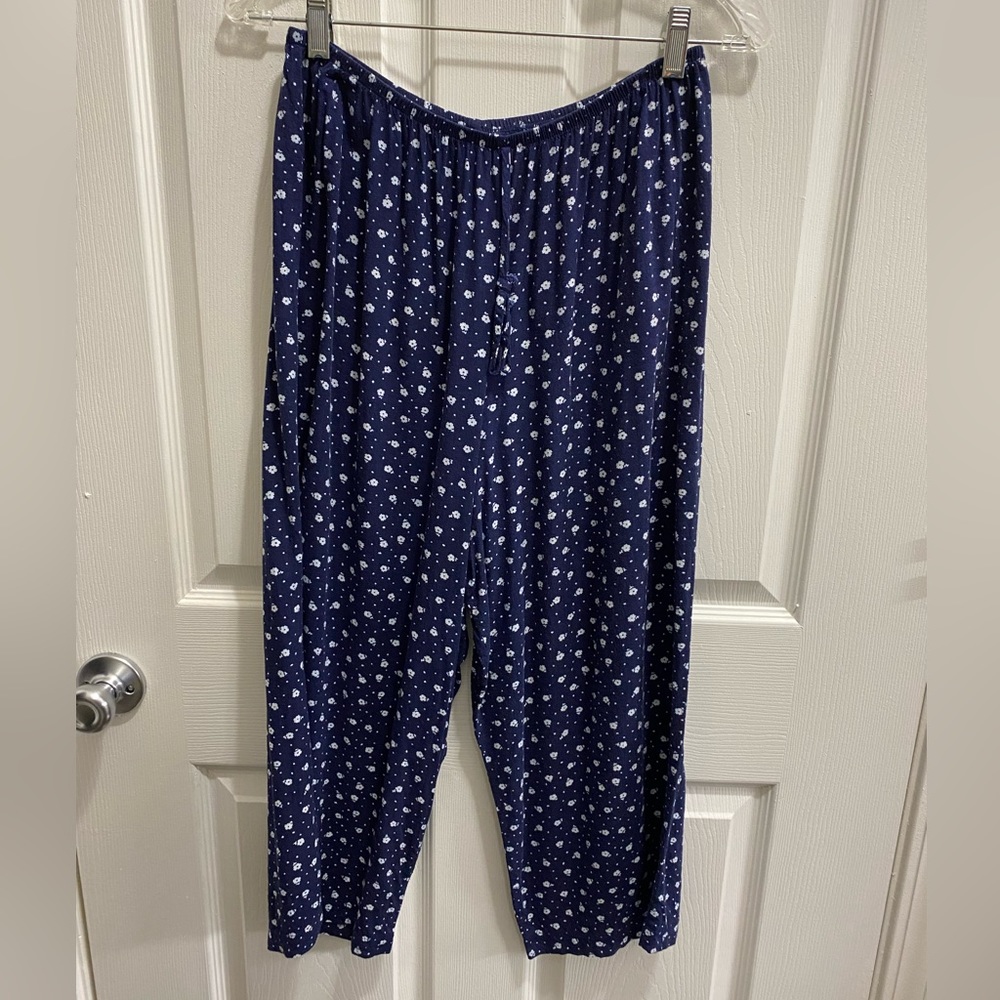 Vintage Blue Drawstring Capri Pants